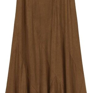 Women's Faux Suede Elastic Waist Midi Long Skirt A Line Women Flowy Fall Winter